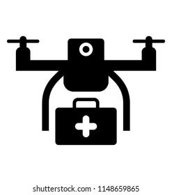 
Front view remote aerial drone with a camera taking photograph or video recording 
