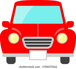 Front view of a retro red car