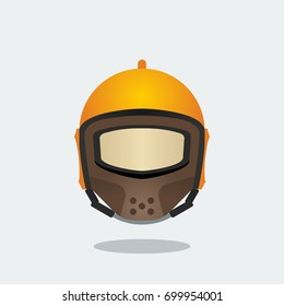 Front View Retro Safety Helmet Vector Illustration for Industrial or Transportation and Sport Related Design