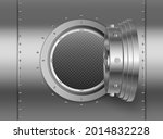 Front view round open bank vault door