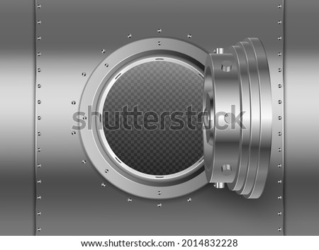 Front view round open bank vault door