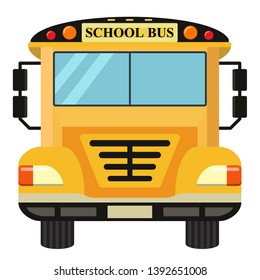 front view school bus cartoon isolated on white background 