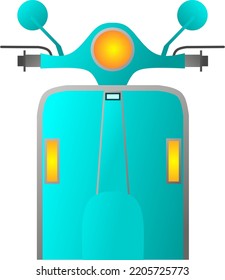 Front view scooter motorcycle vector illustration. Scooter motorcycle vector for sign, symbol, icon, logo, emblem, badge, item, label or desain