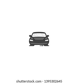front view sedan car color line icon
