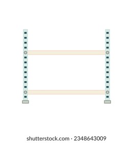 Front view of shelf storage, rack shelf, Vector illustration.