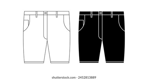 vista frontal pantalones cortos conjunto de iconos aislados sobre fondo blanco