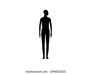 Front View Silhouette Of A Gender Neutral Person With Head Turned To The Shoulder