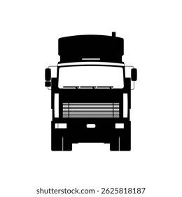 Front view silhouette of a large truck for design use