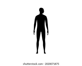 Front view silhouette of a man with head turned to the shoulder