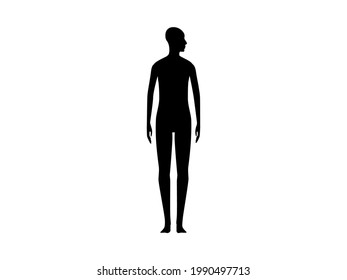 Front view silhouette of a neutral gender person with head turned to the shoulder