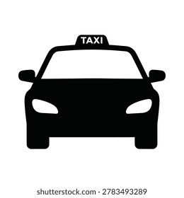 Front view silhouette of a taxi cab car with roof sign silhouette transportati