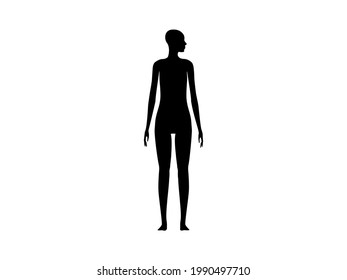 Front view silhouette of a woman with head turned to the shoulder