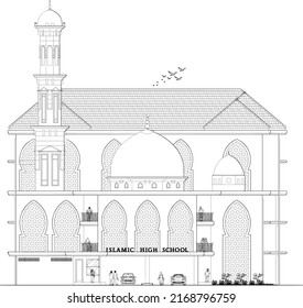 front view sketch of Islamic school