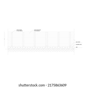 front view sketch of precast panel fence