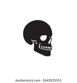 Front view skull icon vector. Simple human skull facing forward, flat horror graphic.