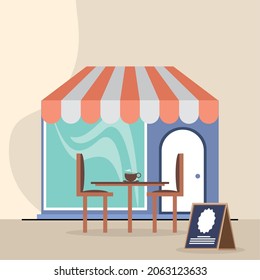front view small business, coffee shop