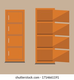 Front view small cabinets from wood. cabinets icon set