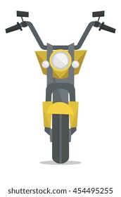 Front view of small classic retro motorcycle vector flat design illustration isolated on white background.