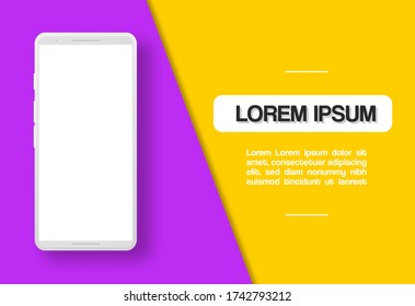 Front view smartphone mockup design on colorful background