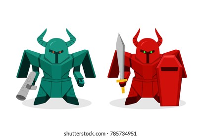 Front view, Soldier Humanoid robot for war, vector design