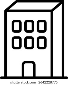 Front View Square Office Building Illustration