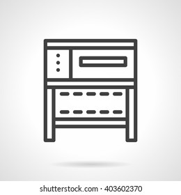 A front view of a stove or oven for bakery. Commercial and household kitchen appliances. Simple black line vector icon