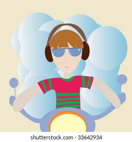Front view of a styliZed biker; illustration