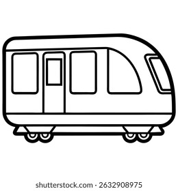 Trem de metrô de visão frontal em estilo de linha fina - isolado no fundo branco