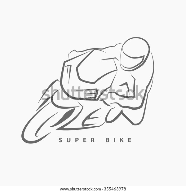 Front view of super bike hand draw logo on gray\
background.(EPS10 Art\
vector)
