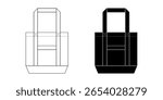front view Tote bag icon set
