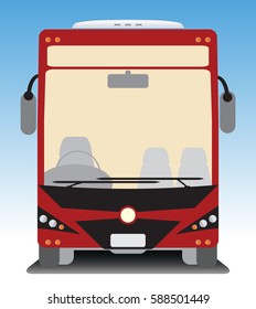 Front view of Tourist bus on blue sky background