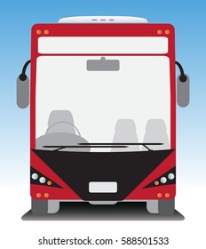 Front View Tourist Bus On Blue Stock Vector (Royalty Free) 588501533 ...