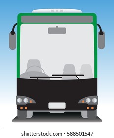 Front view of Tourist bus on blue sky background