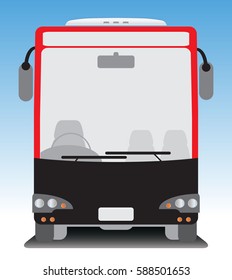 Front view of Tourist bus on blue sky background
