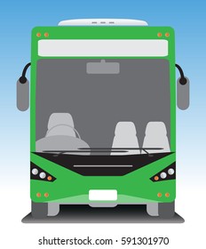 Front view of Tourist bus on blue sky background
