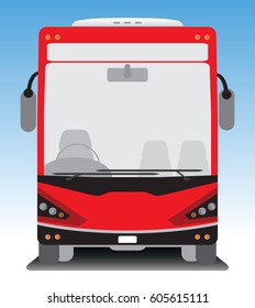 Front view of Tourist bus on blue sky background