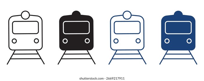 Vorderansicht des Zugsymbolsatzes , Vektorgrafik .