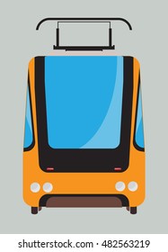 Front view of Tram car or trolley car flat design Vector Illustration