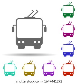 Transporte de vista frontal, trolebús en icono de estilo multicolor. Glifo simple, vector plano de los iconos de transporte para ui y ux, sitio web o aplicación móvil