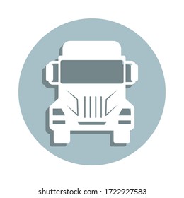 Front view truck, auto badge icon. Simple glyph, flat vector of transport icons for ui and ux, website or mobile application