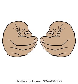 
Front view of two human hands in pinched fist gesture. Cartoon style.