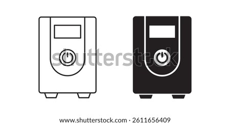 front view uninterruptible power supply UPS icon set