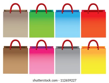 Front view of Vector colorful shopping bags
