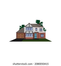 Front view vector illustration house with roof in modern style.