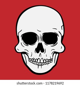 Front view vector illustration of a human skull symbol or logo
