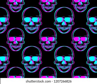 Front view vector illustration of a human skull pattern