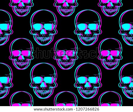 Front view vector illustration of a human skull pattern