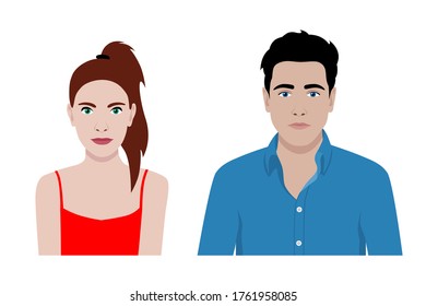 Front view vector set of a stylish man and a woman