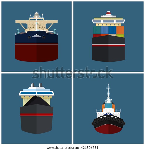 Front View Vessel Cargo Container Ship Stock Vector (Royalty Free ...