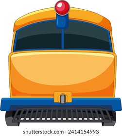 Front view of a vibrant cartoon school bus